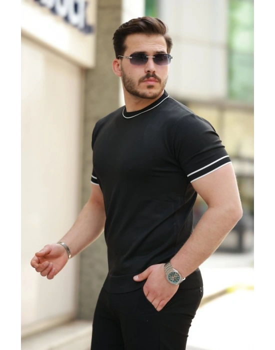 Erkek Bisiklet Yaka Ribanalı Kısa Kollu Tshirt