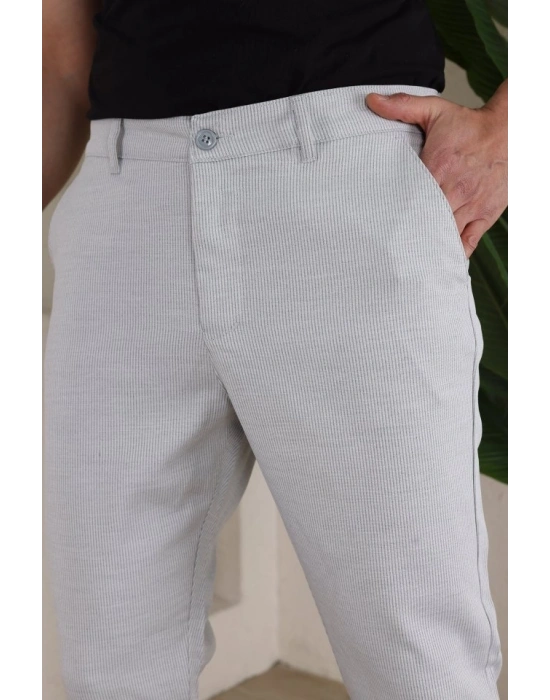 Erkek Casual Slim Fit Cord Desenli Kumaş Pantolon