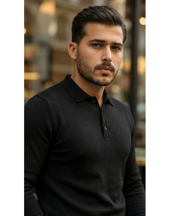 Erkek Düğme Yakalı Triko