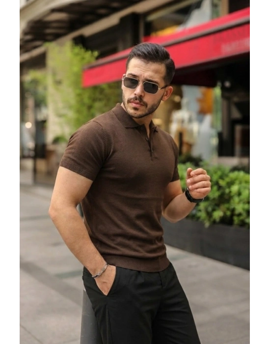 Erkek Düğmeli Yaka Pamuk Triko Tişört