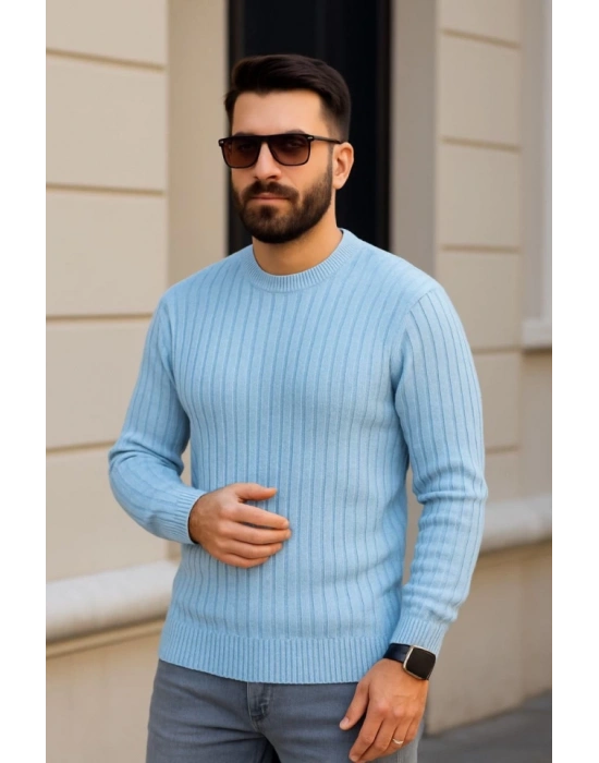 Erkek Fitilli Triko Kazak 3’lü Set – Bej, Bebek Mavisi, SiyahKalın Dokuma Pamuklu Regular Fit Bisiklet Yaka Uzun Kollu Kışlık Ve Baharlık Rahat Triko Kombini