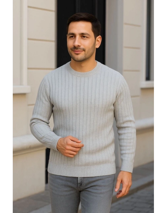 Erkek Fitilli Triko Kazak 3’lü Set – Beyaz, Gri, SiyahKalın Dokuma Pamuklu Regular Fit Bisiklet Yaka Uzun Kollu Kışlık Ve Baharlık Rahat Triko Kombini
