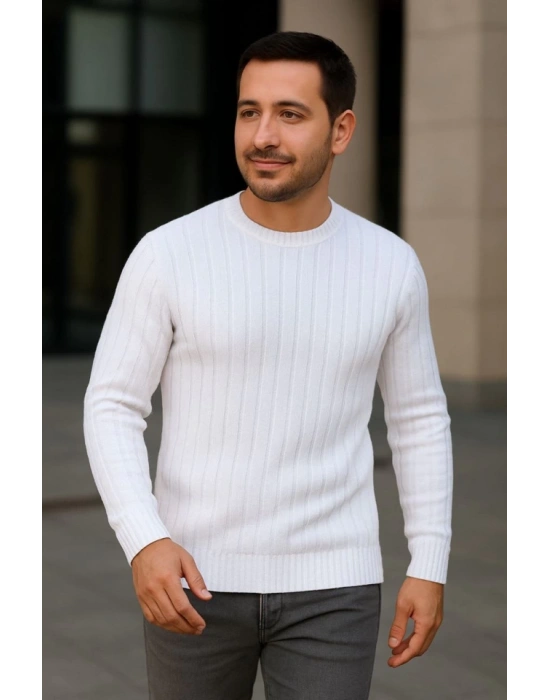 Erkek Fitilli Triko Kazak 4’lü Set – Beyaz, Haki, Bej, SiyahKalın Dokuma Pamuklu Regular Fit Bisiklet Yaka Uzun Kollu Kışlık Ve Baharlık Rahat Triko Kombini