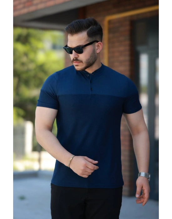 Erkek Hakim Yakalı Kısa Kollu Pamuklu T-shirt