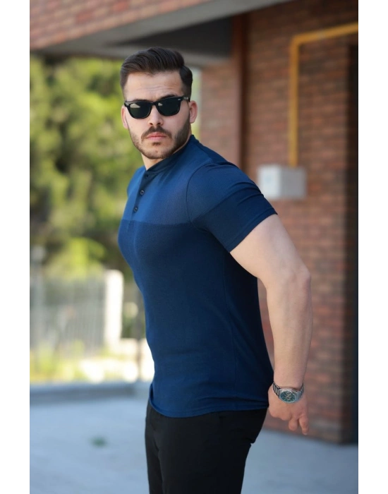 Erkek Hakim Yakalı Kısa Kollu Pamuklu T-shirt