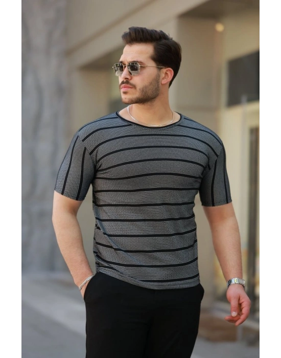 Erkek Petek Desenli Kısa Kollu T-shirt