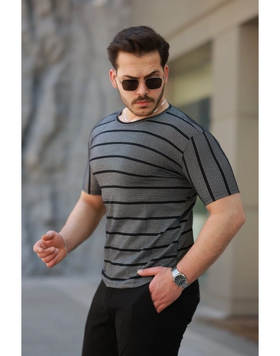 Erkek Petek Desenli Kısa Kollu T-shirt