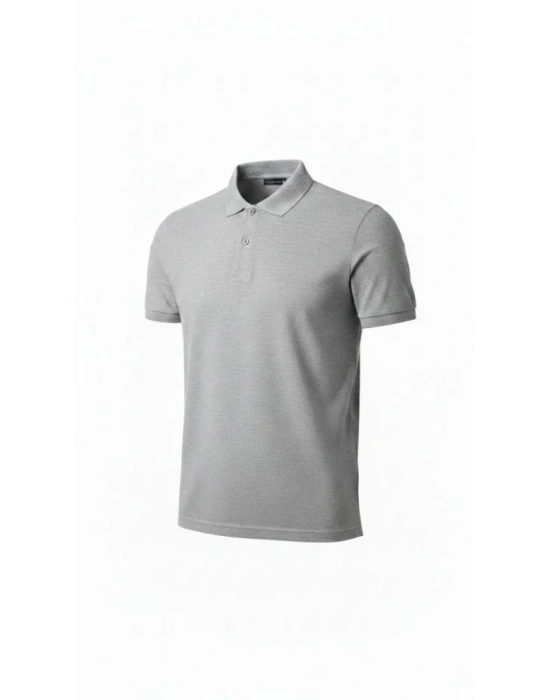 Erkek Pike Kumaş Düğmeli Yaka Regular Fit Günlük Kısa Kol Tişört T-shirt - Gri