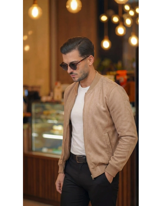 Erkek Scuba Süet Kumaş Bomber Hırka