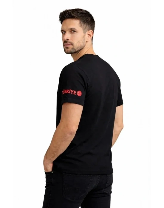 Erkek TÜRKİYE Ay Yıldız Baskılı 10 Numara Forma Tişört Taraftar T-Shirt - Siyah