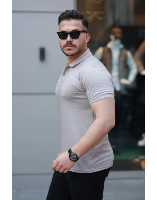 Erkek Yakalı Kagi Kumaş Kısa Kollu T-shirt