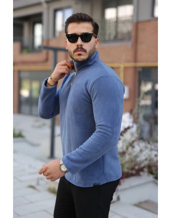 Erkek Zip Yaka Beli Lastikli Polar