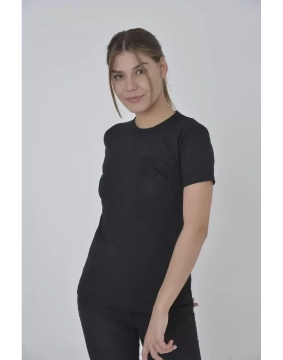 File Cepli Slim Fit T-shirt - Siyah