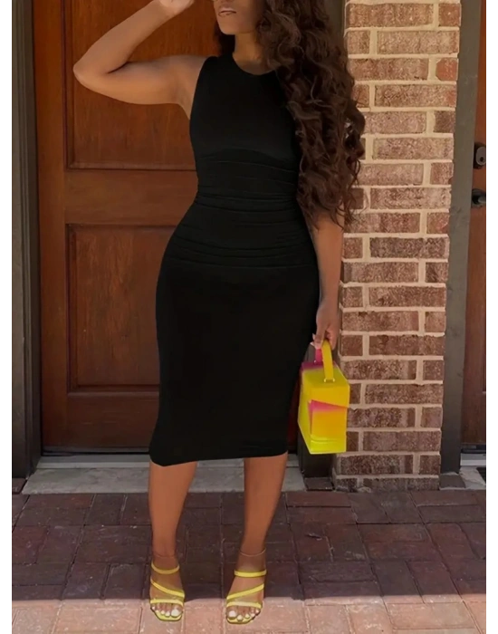Kadın Bodycon Midi Boy Dalgıç Elbise
