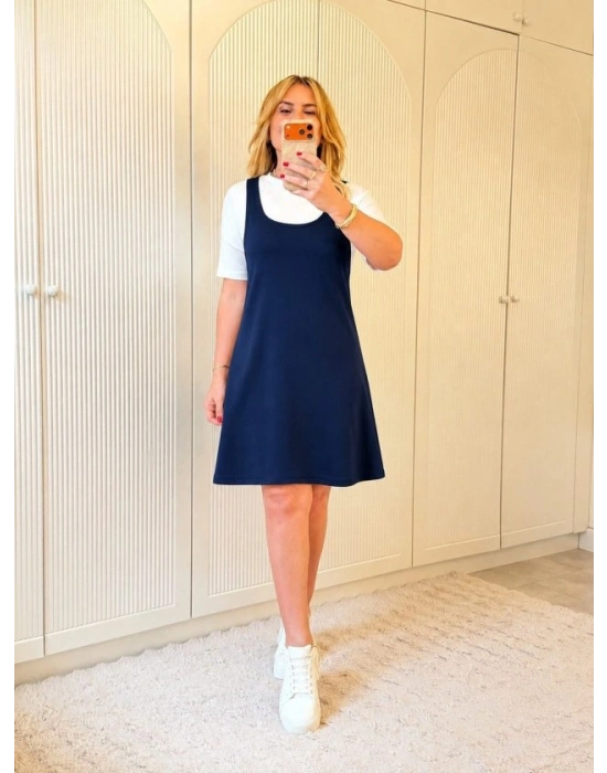 Kadın Kısa Kollu Ve Kalın Askılı Ikili Modal Elbise