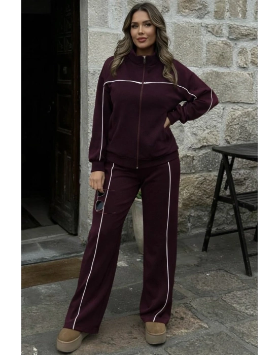Kadın Uzun Kollu önden Fermuarlı Bluz Ve Pantolon Modal Ikili Takım
