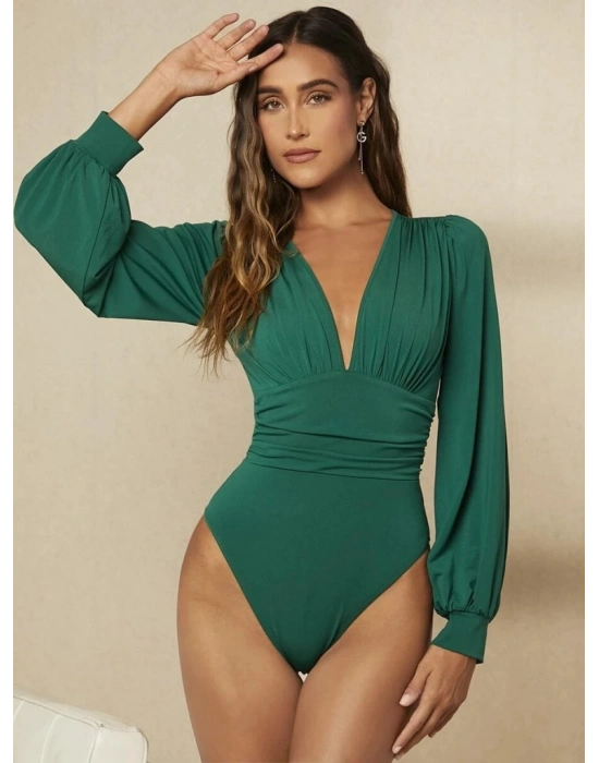 Kadın Uzun Kollu Sandy Kumaş Bodysuit