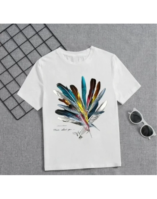Kız Çocuk Baskılı T-Shirt - Beyaz