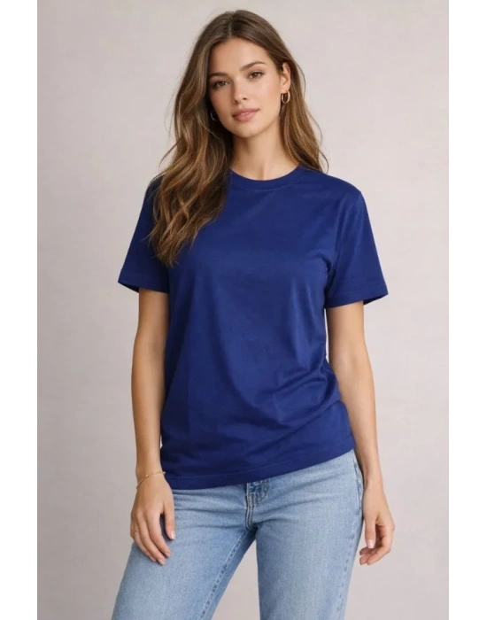 Osy Modal Yumuşak Dokulu Kumaş Bisiklet Yaka T-shirt - Lacivert