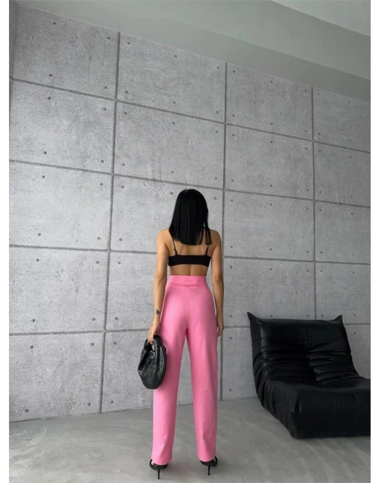 PANTOLON KAPALI CEP 3 DÜĞME DETAYLI - Pembe