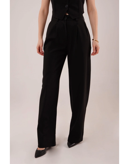Premium Model Oturtmalı Siyah Pantolon