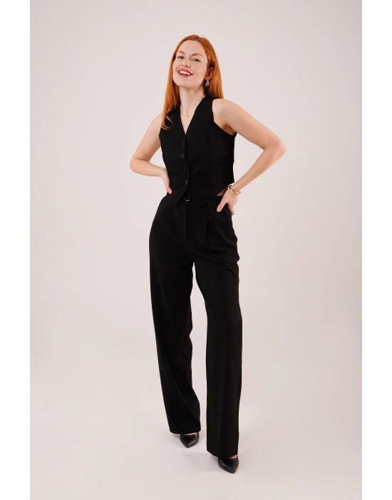 Premium Model Oturtmalı Siyah Pantolon