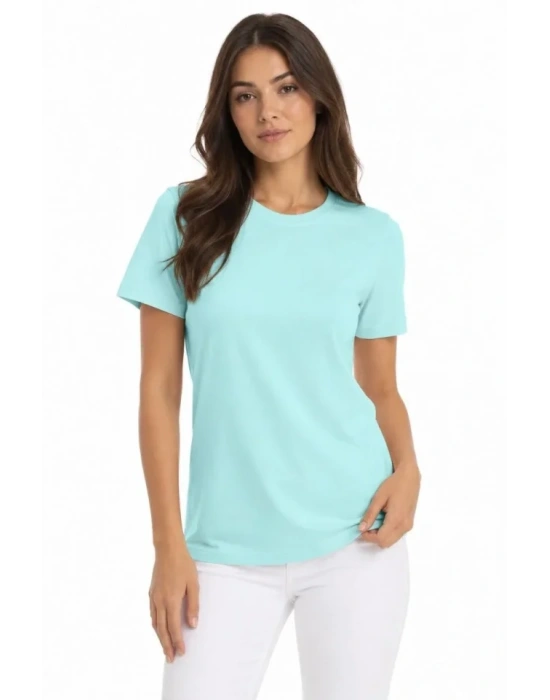 T-Shirt Bisiklet Yaka Slim Fit Likralı Tişört Günlük Basic Body - Turkuaz