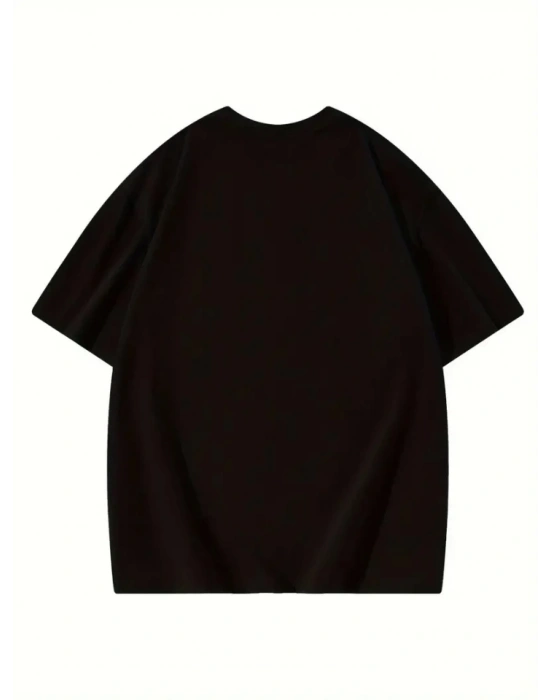 Thousand Baskılı Oversize Bisiklet Yaka T-shirt - Siyah
