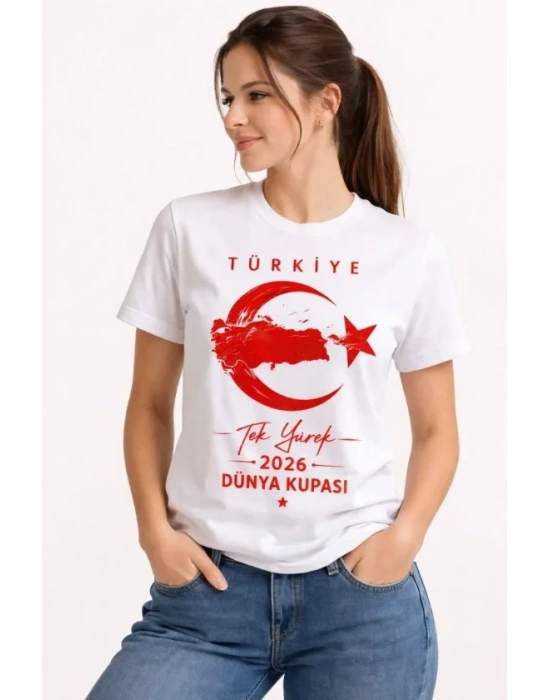 TÜRKİYE Ay Yıldız 2026 Dünya Kupasi Taraftar Forma T-Shirt - Beyaz
