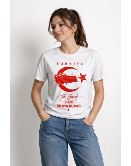 TÜRKİYE Ay Yıldız 2026 Dünya Kupasi Taraftar Forma T-Shirt - Beyaz