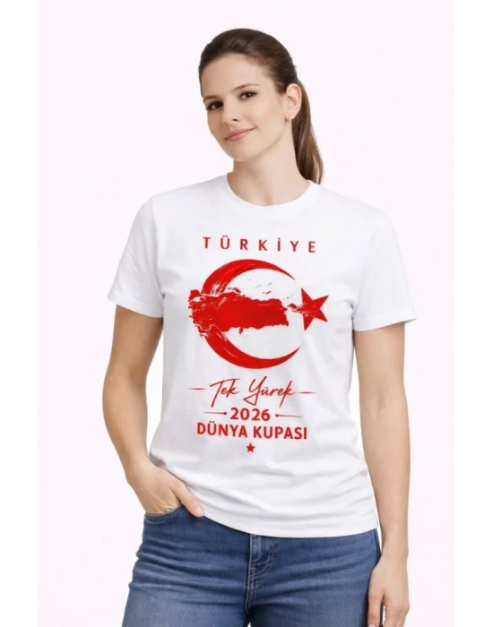 TÜRKİYE Ay Yıldız 2026 Dünya Kupasi Taraftar Forma T-Shirt - Beyaz