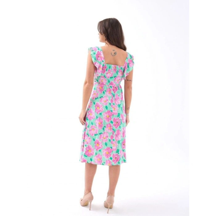 5370 ELBİSE-PEMBE GÜL DESEN