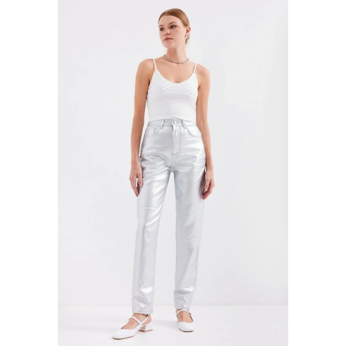 918 İp Askılı Crop Top - Beyaz