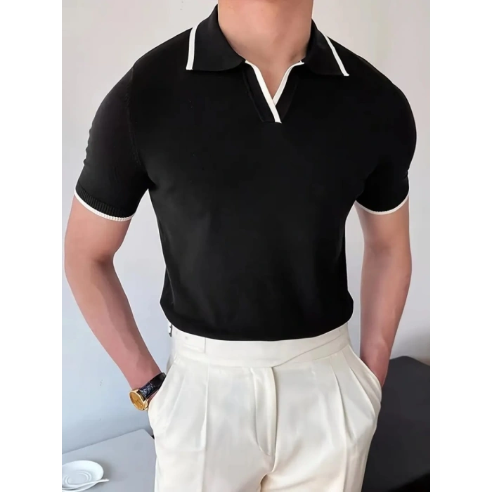 Erkek Kısa Kollu Yakalı Triko Tişört