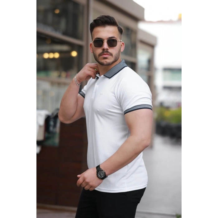 Erkek Yakalı Kagi Kumaş Kısa Kollu T-shirt