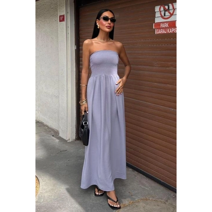 Göğsü Gipeli Straplez Elbise 2878