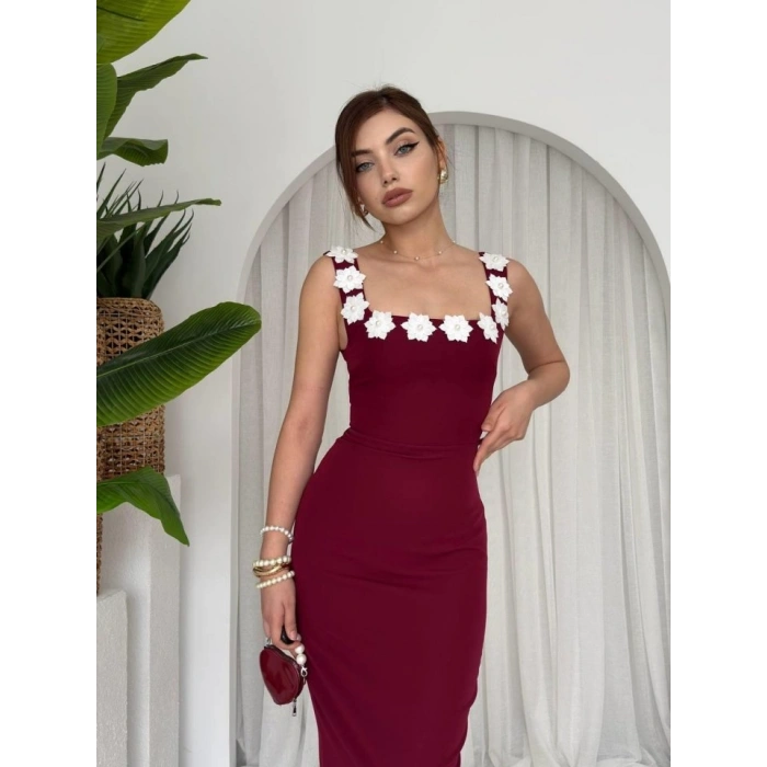 Mıng Çiçek Detaylı Elbise