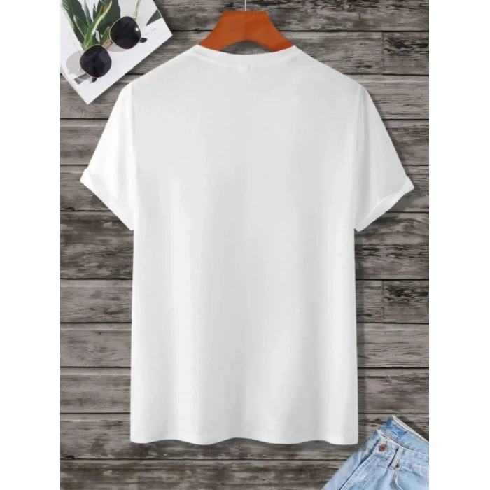 Unisex Baskılı Oversize T-Shirt - Beyaz