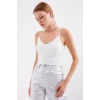 918 İp Askılı Crop Top - Beyaz