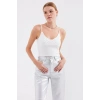 918 İp Askılı Crop Top - Beyaz