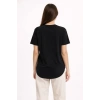 Basic T-Shirt Kısa Kol Bisiklet Yaka Oval Kesim Tişört - Siyah