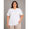 Battal Big Size Basic Tişört Bisiklet Yaka Rahat Kalıp T-Shirt - Beyaz