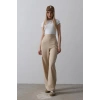 Beli Yarım Lastikli Palazzo Pantolon - Camel