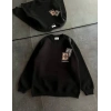 Bisiklet Yaka Baskılı SweatShirt - Siyah
