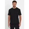 Erkek 24/1 Düz A Kalite Oversize T-shirt - Siyah