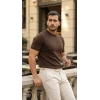 Erkek Basic Bisiklet Yaka Kısa Kollu Triko Tişört - %100 Pamuk Akrilik