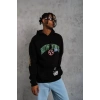 Erkek Baskılı Kapüşonlu Sweatshirt - Siyah