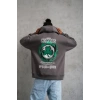 Erkek Baskılı Kapüşonlu Ve Kordon İpli Sweat - Gri