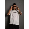 Erkek Bisiklet Yakalı Sırt Baskılı Oversize T-Shirt - Beyaz
