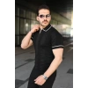 Erkek Dokulu Desen Yakalı Kısa Kollu Tişört